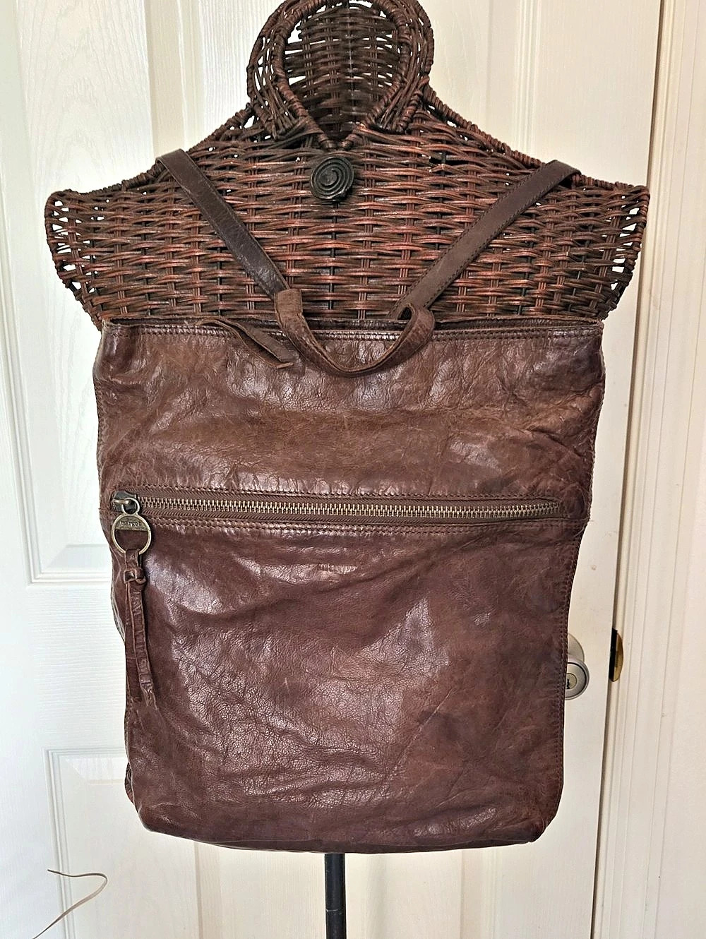 Margot New York  Distressed Leather Backpack in Brown